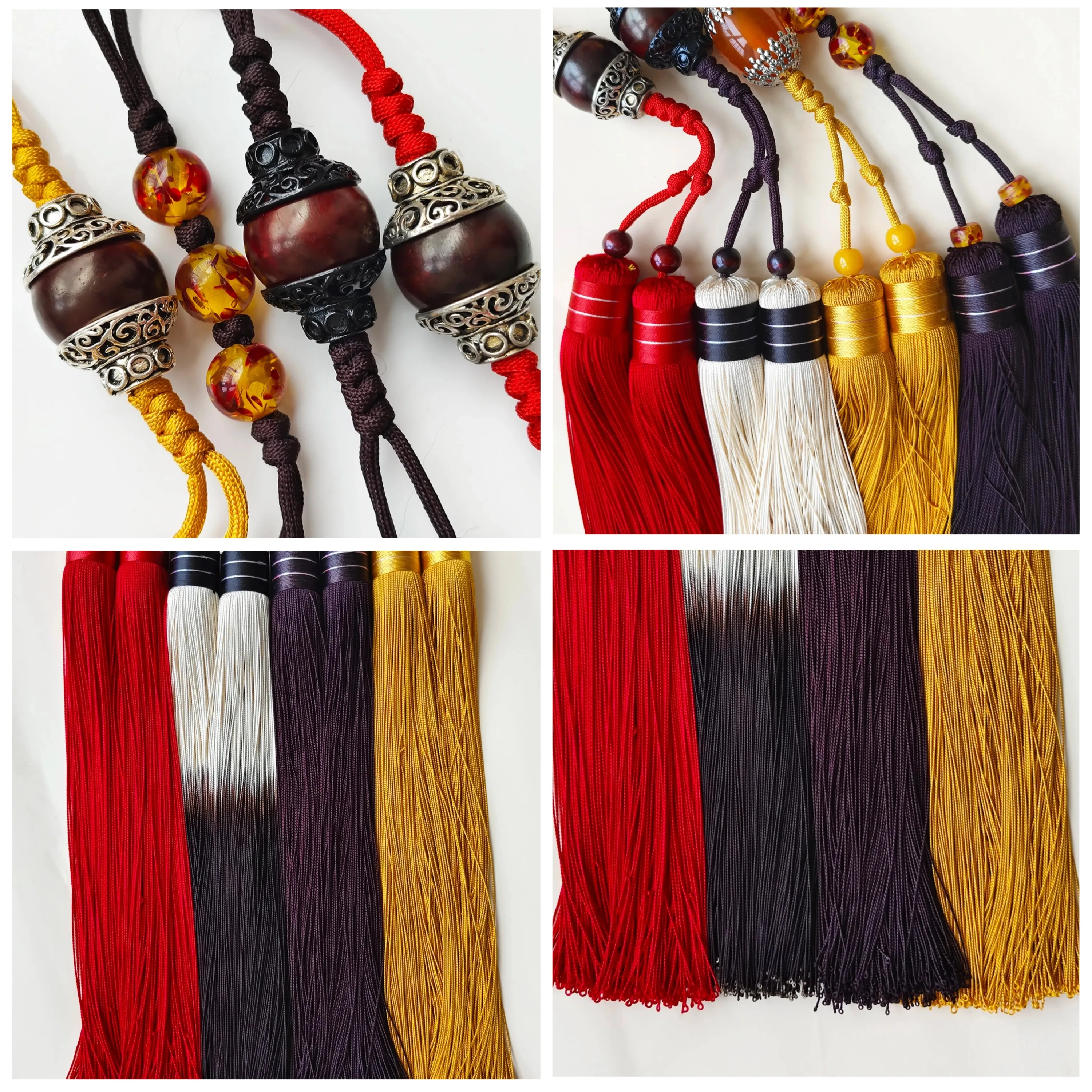 Martial Arts Taiji Sword Tassel Brown Tai Chi Sword Accessories Kung Fu Ear Hanging Ribbon Chinese Knot Short Middle Long