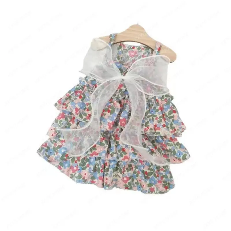 

Spring and Summer Dog Clothes Cat Clothing Pet Pure Cotton Floral Slip Dress Skirt Gown