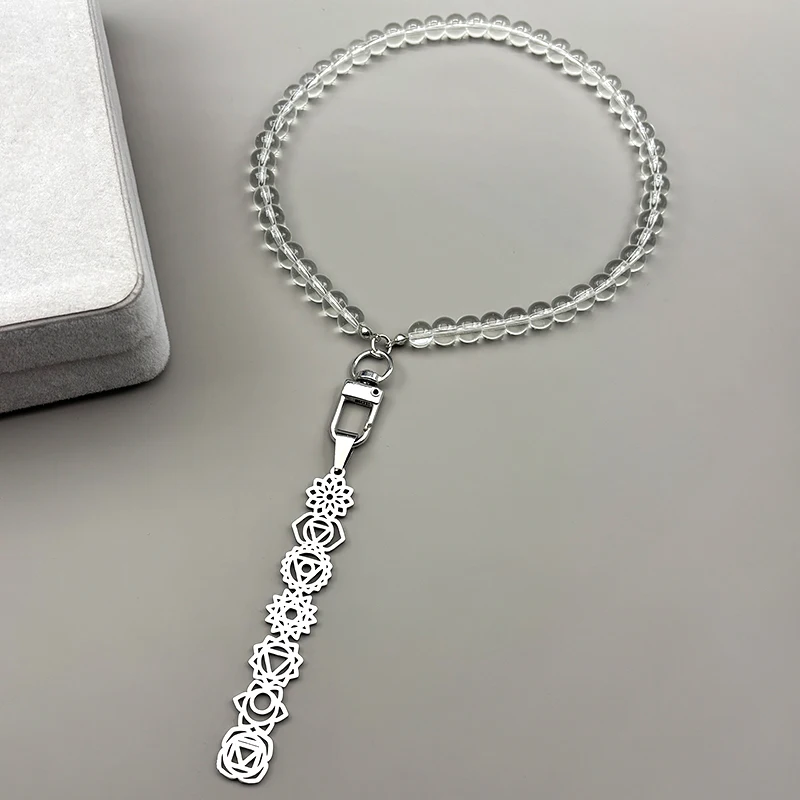 

Yoga 7 Chakra Birth Flower Car Pendant for Women Men Stainless Steel Gold Color Reiki Healing Amulet Glass Chain Jewelry Gift