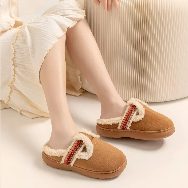 Autumn and Winter Home Indoor Anti-slip Cotton Slippers for Female Couples Birkenstock Shoes Cotton Slippers Plus