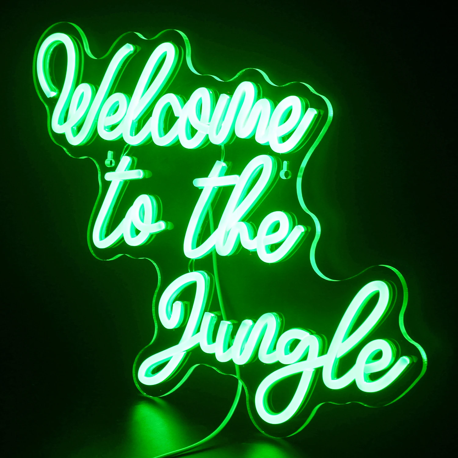 Welcome to the Jungle Neon Signs Jungle Decor Green Led Word Light Signs For Wall Decor Light Up Sign For Garden Home Party Gift