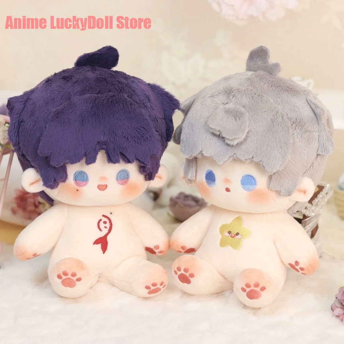 20cm Anime Love and Deepspace Sylus Cosplay Hair slices Series Sitting Posture Dress-up Body Plush Doll Stuffed Toys Maumet Toys