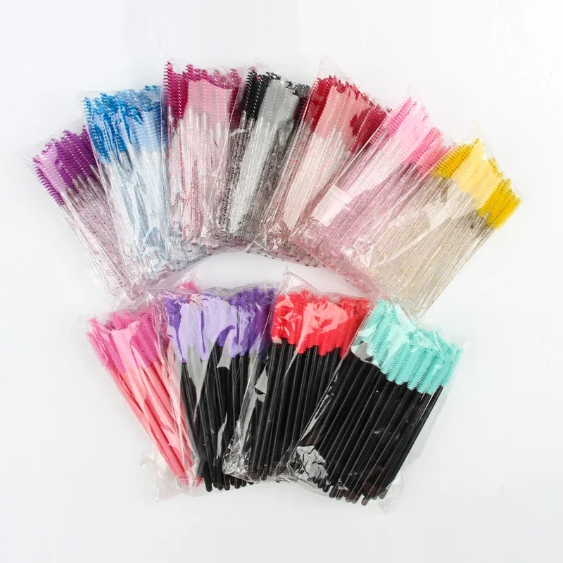 New 5/25/50Pcs Wholesale Crystal Eyelashes Brush Applicator Eyelash Brushes Plastic Mascara Wand Lashes Extension Makeup Beauty