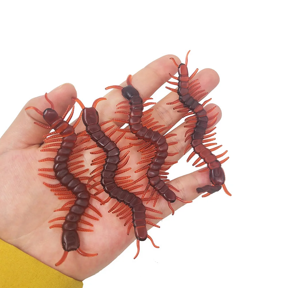 15 Pcs Toy Simulation Centipede Halloween Prank Trick Fake Bugs Tricky Props Toys Brown Realistic