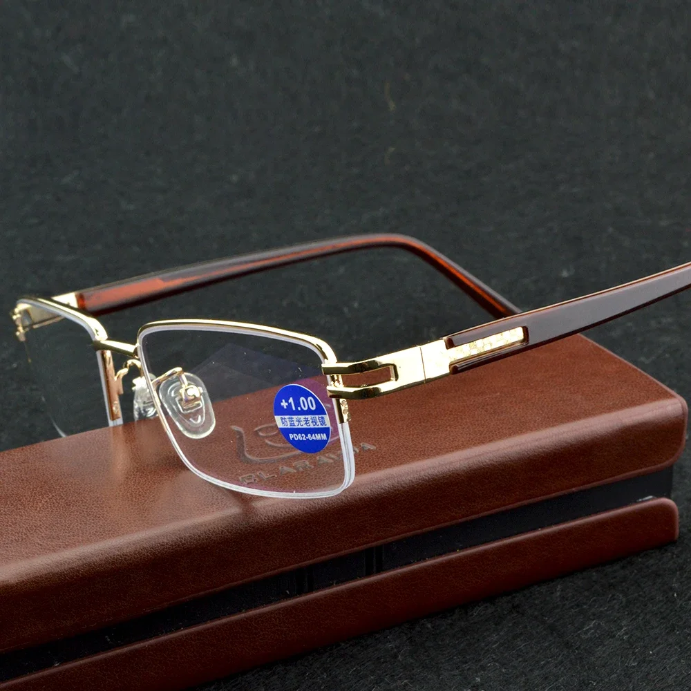 Clara Vida Genuine Titanium Alloy 12 layers coated Gold Half Rim Reading Glasses +1 +1.5 +2 +2.5 +3 +3.5 +4