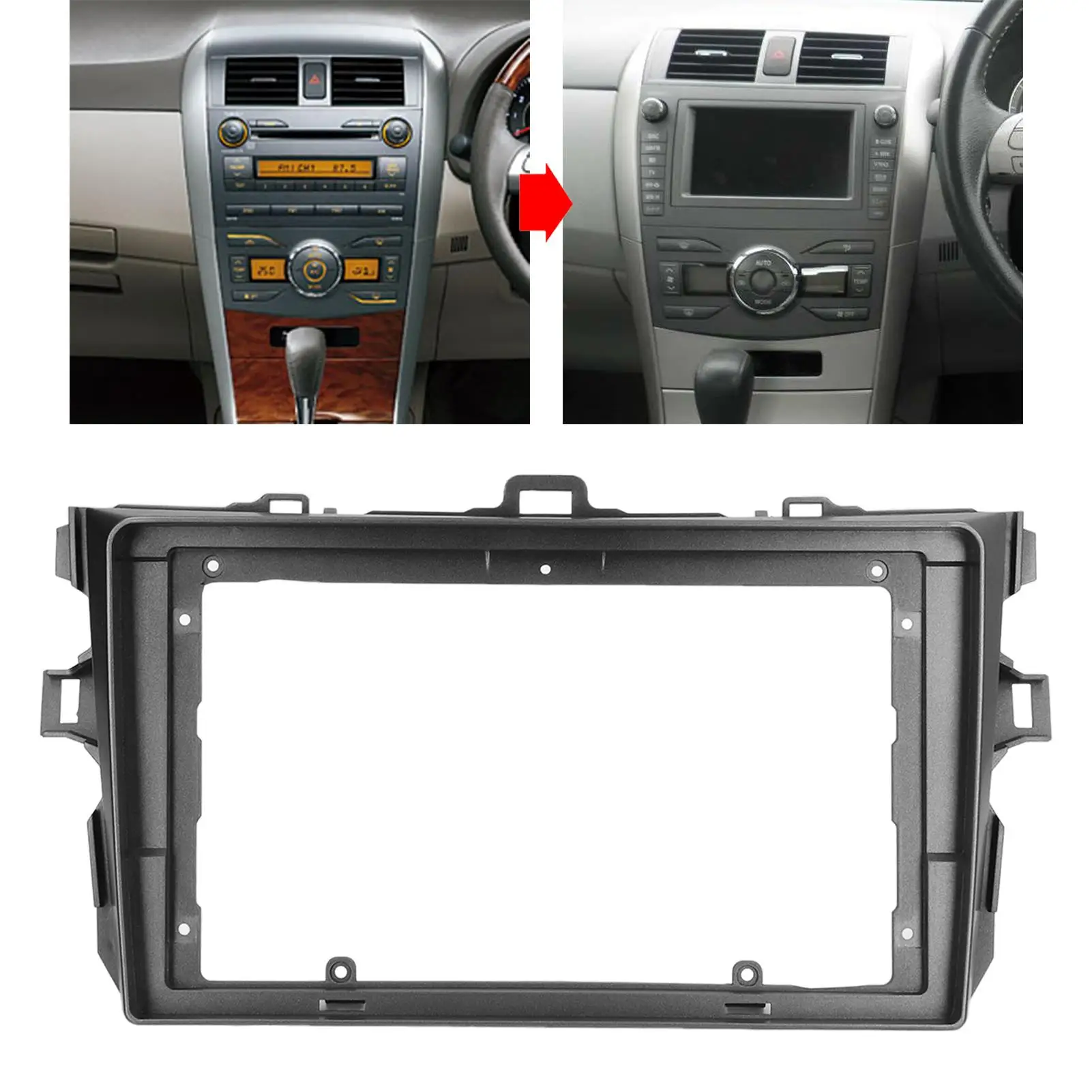 9 Inch Silver 2DIN Car Stereo Fascia Bezel for corolla 2006-2013 ABS Audio Panel