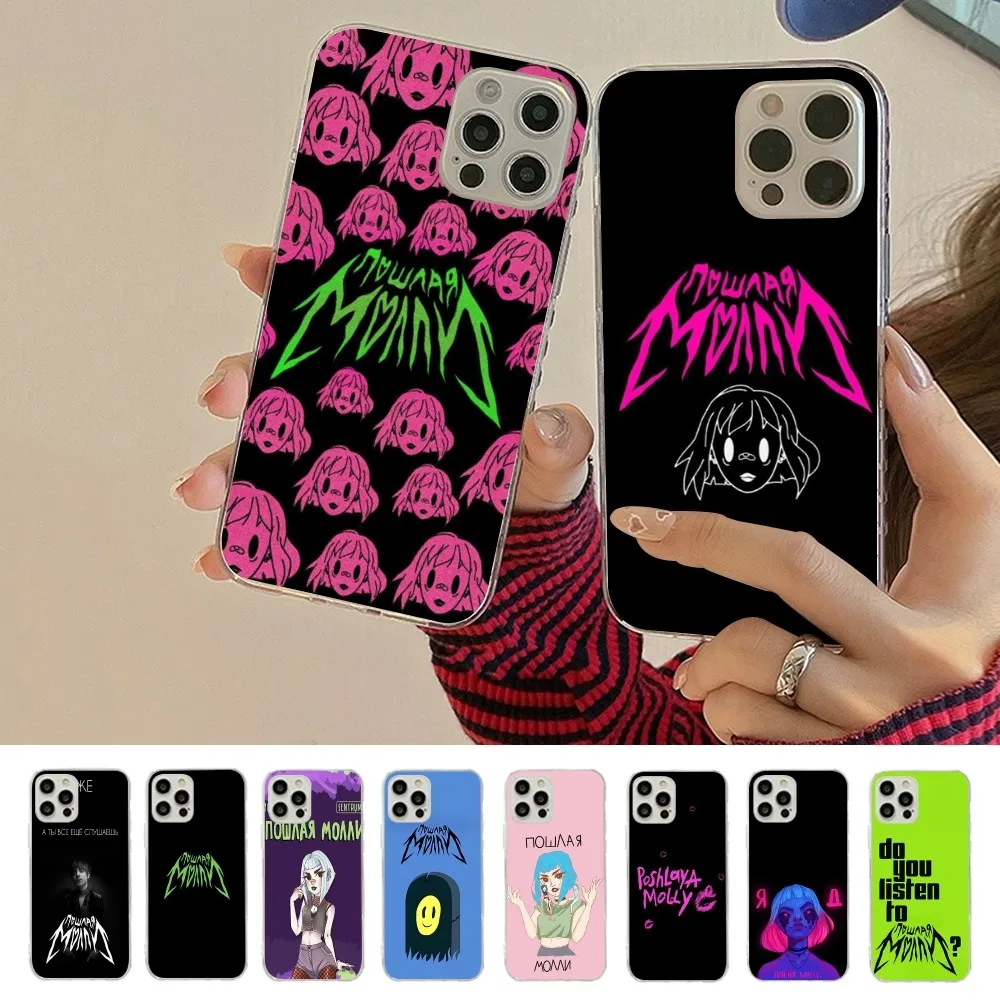 P-Poshlaya M-Molly Band Phone Case For iPhone 16 15 14 13 12 Mini 11 Pro XS Max X XR SE 6 7 8 Plus Soft Silicone Cover