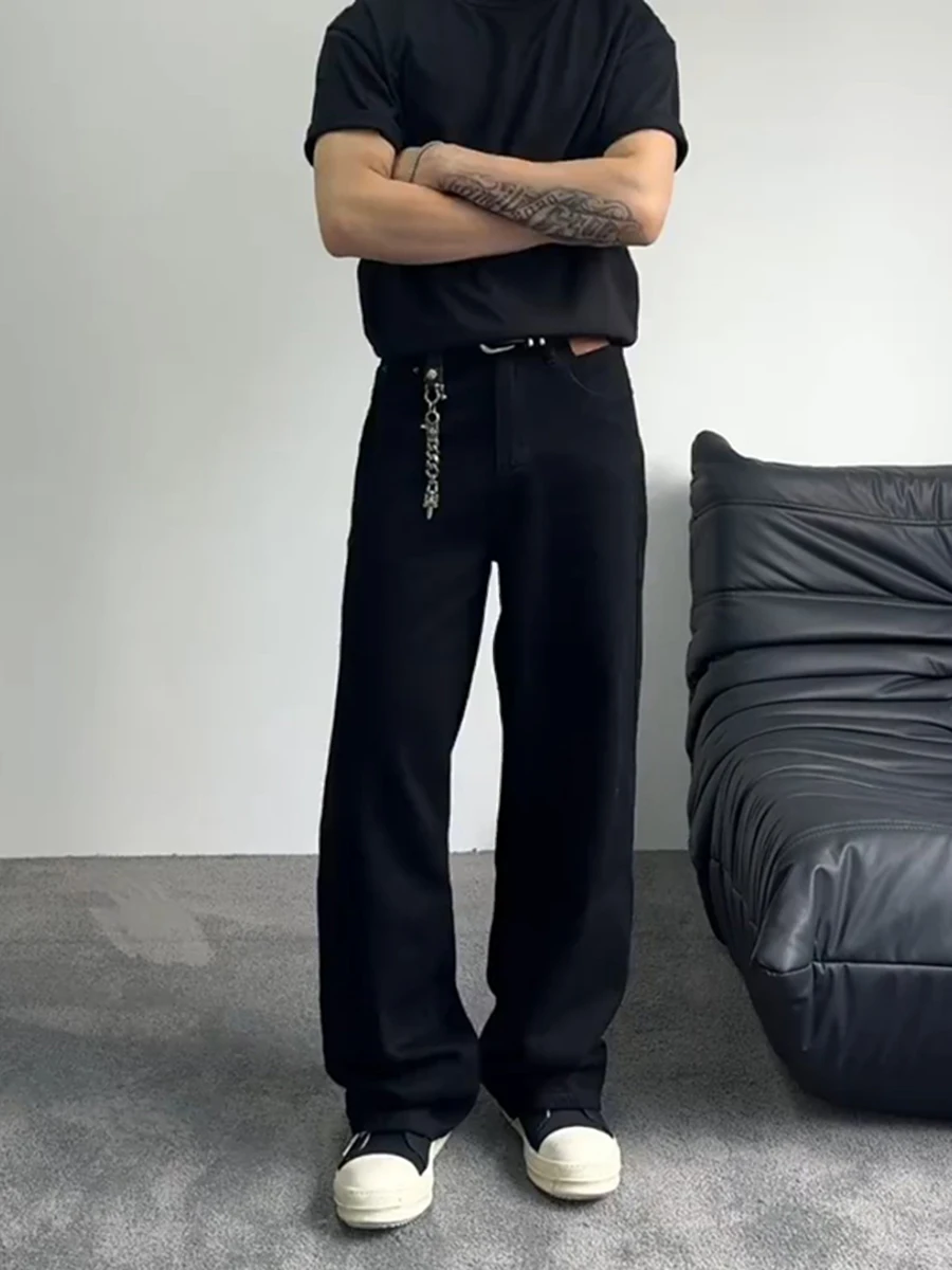 

American High Street Sle Men's Fce Lined Bootcut Jeans Straight Leg Casual Slimming Trousers Trendy Brand Cool Straight ...