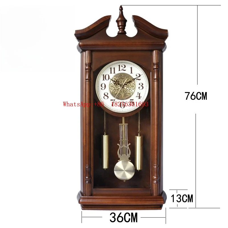 Solid Wood Retro Desk Clock Living Room Silent Pendulum Clock