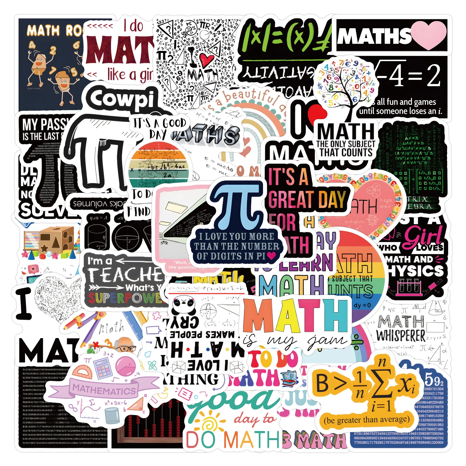 

60/120PCS Math Stickers Funny Mathematics Formula I Love Math DIY Decoration Notebook Water Cup iPad Waterproof Sticker Kids Toy