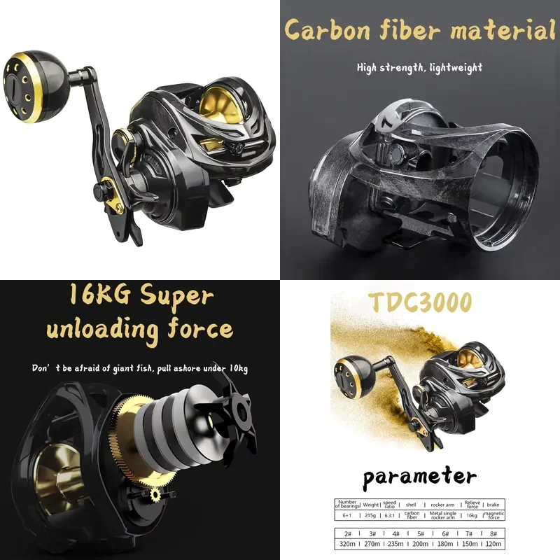 carrete-de-pesca-de-fibra-de-carbono-de-Ultima-generacion-relacion-63-1-doble-manivela-6-1-rodamientos-de-bolas-rueda-waterdrop-para-pesca-en-arroyos-y-rios