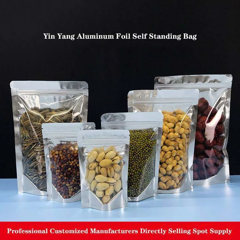 JinSen Self-supporting ziplock bags food packaging bag aluminum foil bag tea nuts snacks fried dough twist specialty sealed bags