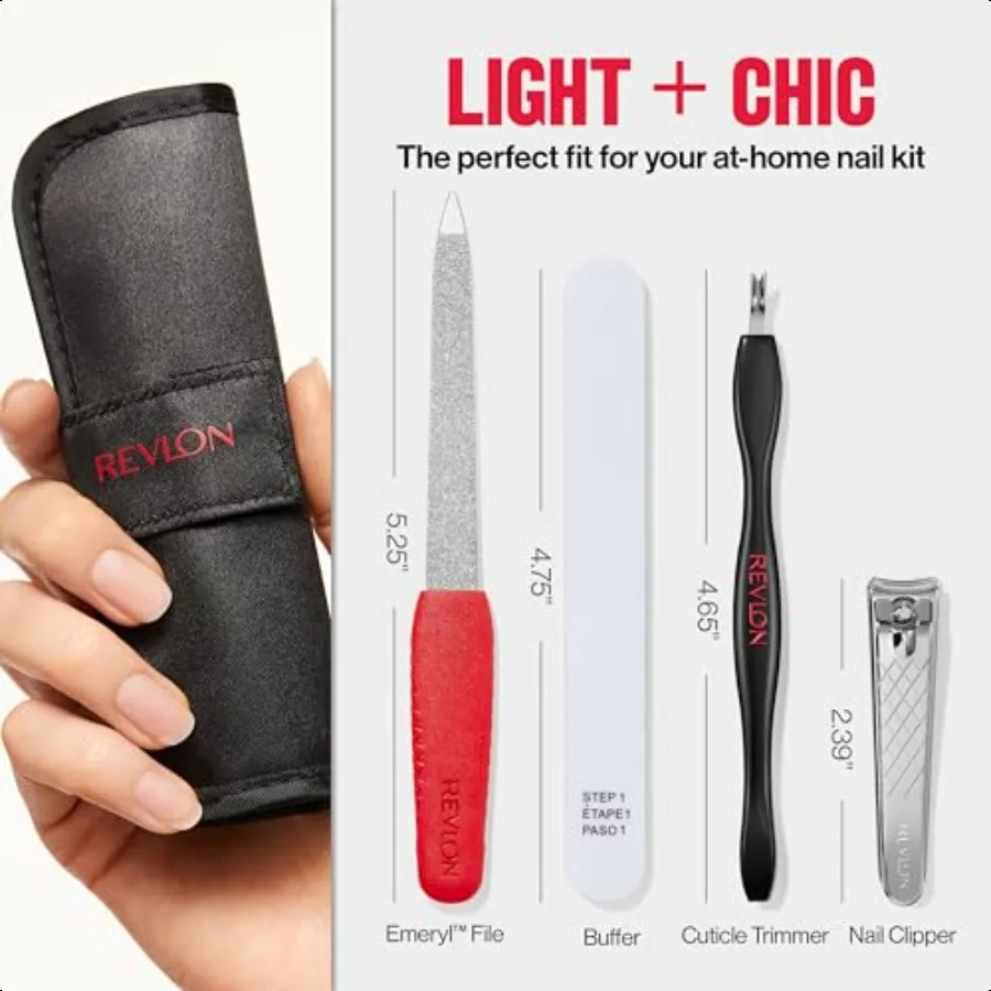 Kit d'entrées de manucure avec étui de voyage, ensemble de soins des ongles avec coupe-cuticules à double extrémité, coupe-cuticules à lame incurvée, lime émeraude compacte B