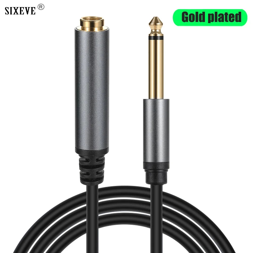 Gold Plated 6.35mm To Female Mono Jack Audio Cable For Amplifier Mixers Electric Drum Bass Guitar 6.5 6.35 mm 1/4 inch Connector