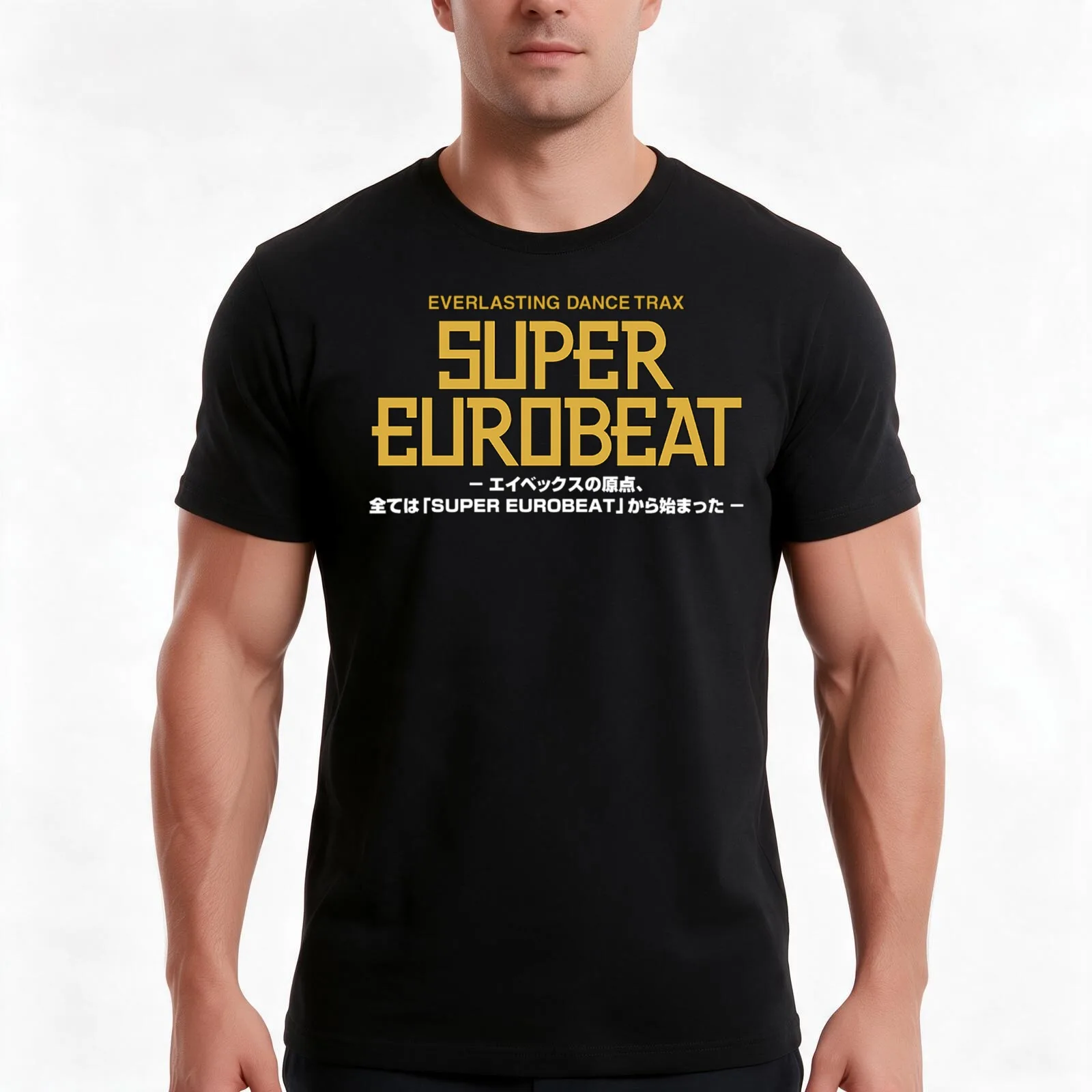 Super Eurobeat T-Shirt, Summer Casual Cotton Tee, Oversized Streetwear Tops, Vintage Graphic Print, Loose Fit Short Sleeve