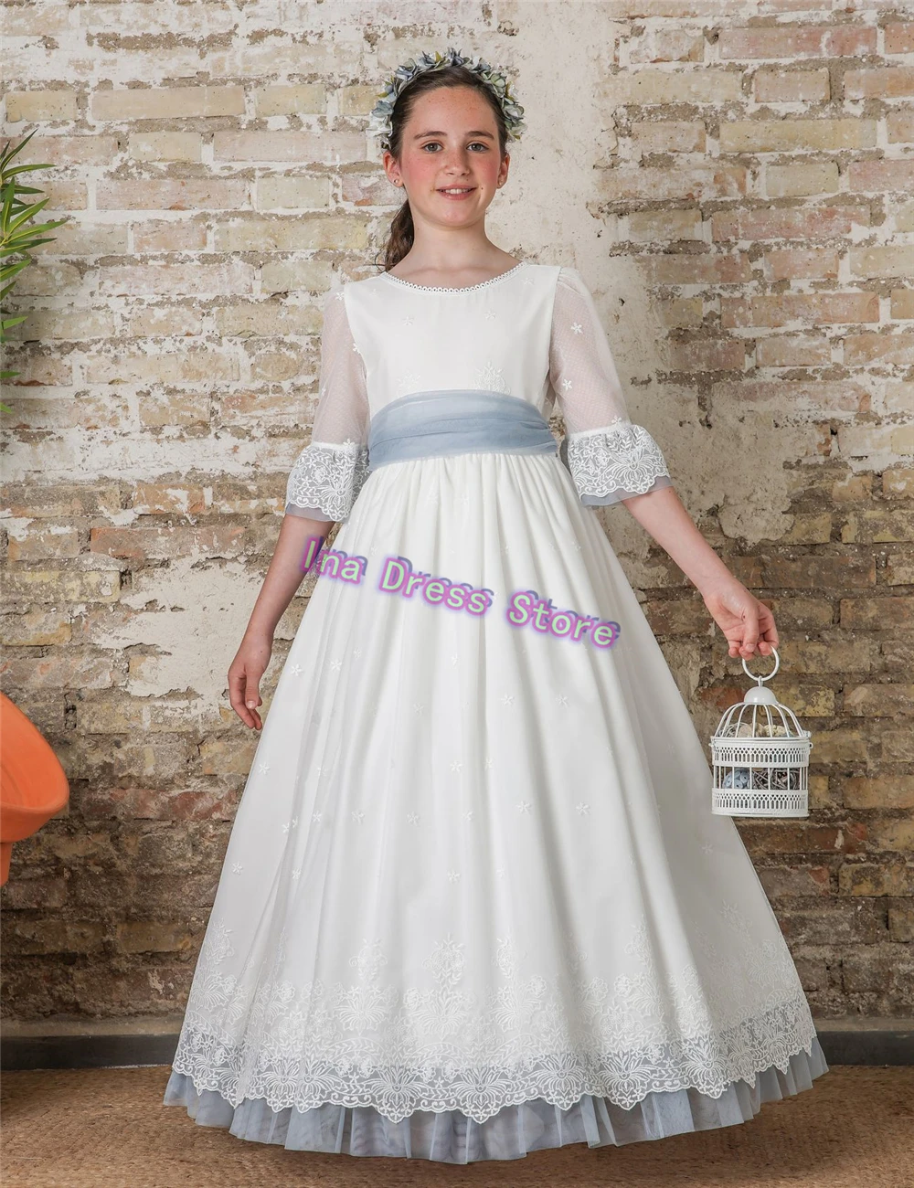 Customised Elegant Idyllic Flower Girl Dress  Little Princess Floral Beauty pageant Wedding Kids Birthday First Communion Gowns