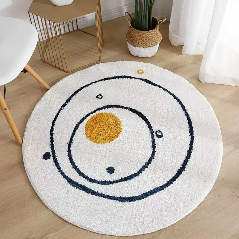 

Simple Lines Thickened Round Carpet Bedroom Hanging Basket Rocking Chair Dressing Table Carpets Fluffy Comfortable Non Slip Rug