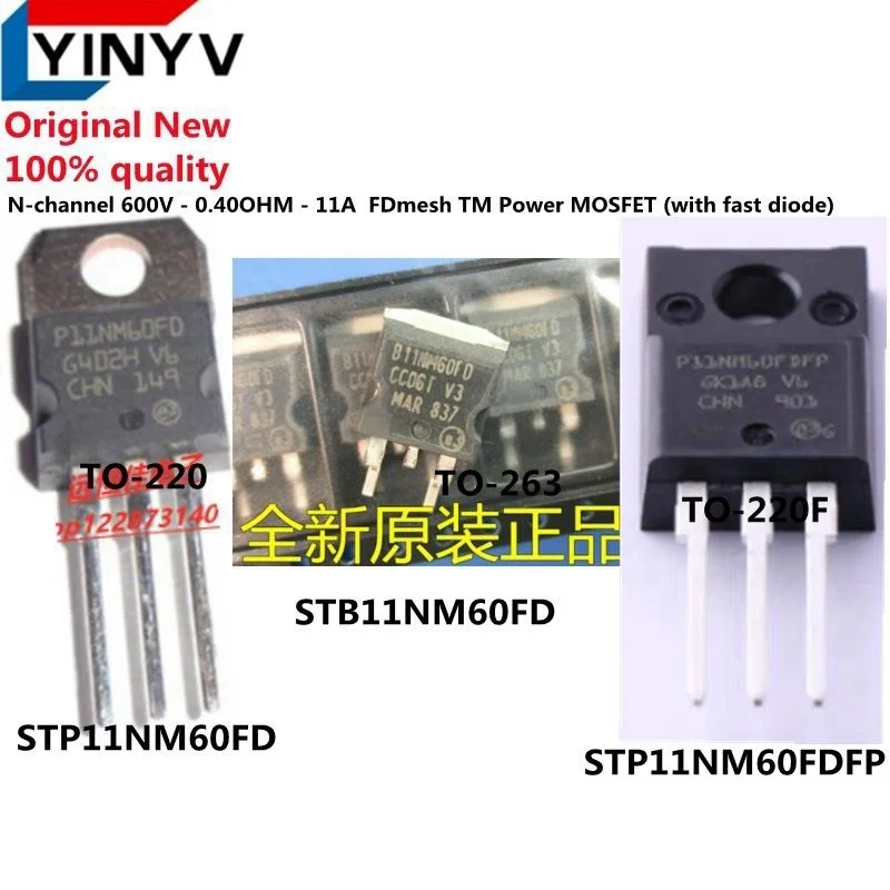 10Pcs STP11NM60FD P11NM60FD TO-220  STP11NM60FDFP P11NM60FDFP TO-220F STB11NM60FD B11NM60FD TO-263 STB11NM60FDT4 100%Neworiginal