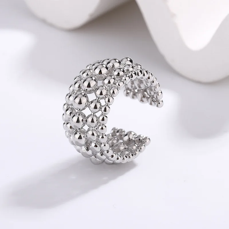Multilayer irregular round bead ring punk exaggerated chain geometric trend ring women's jewelry party gift fashion hot sale