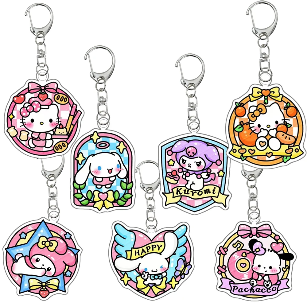 Cartoon Anime Cute Hellokittys Kuromi Pochacco Cinnamoroll My Melody Acrylic Keychain Pendant Decoration Key Chain Gift