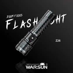 WARSUN Z26 Multifunctional Zoom Outdoor Flashlight - 1000Lm, IPX5 Waterproof, 5 Modes, Rechargeable