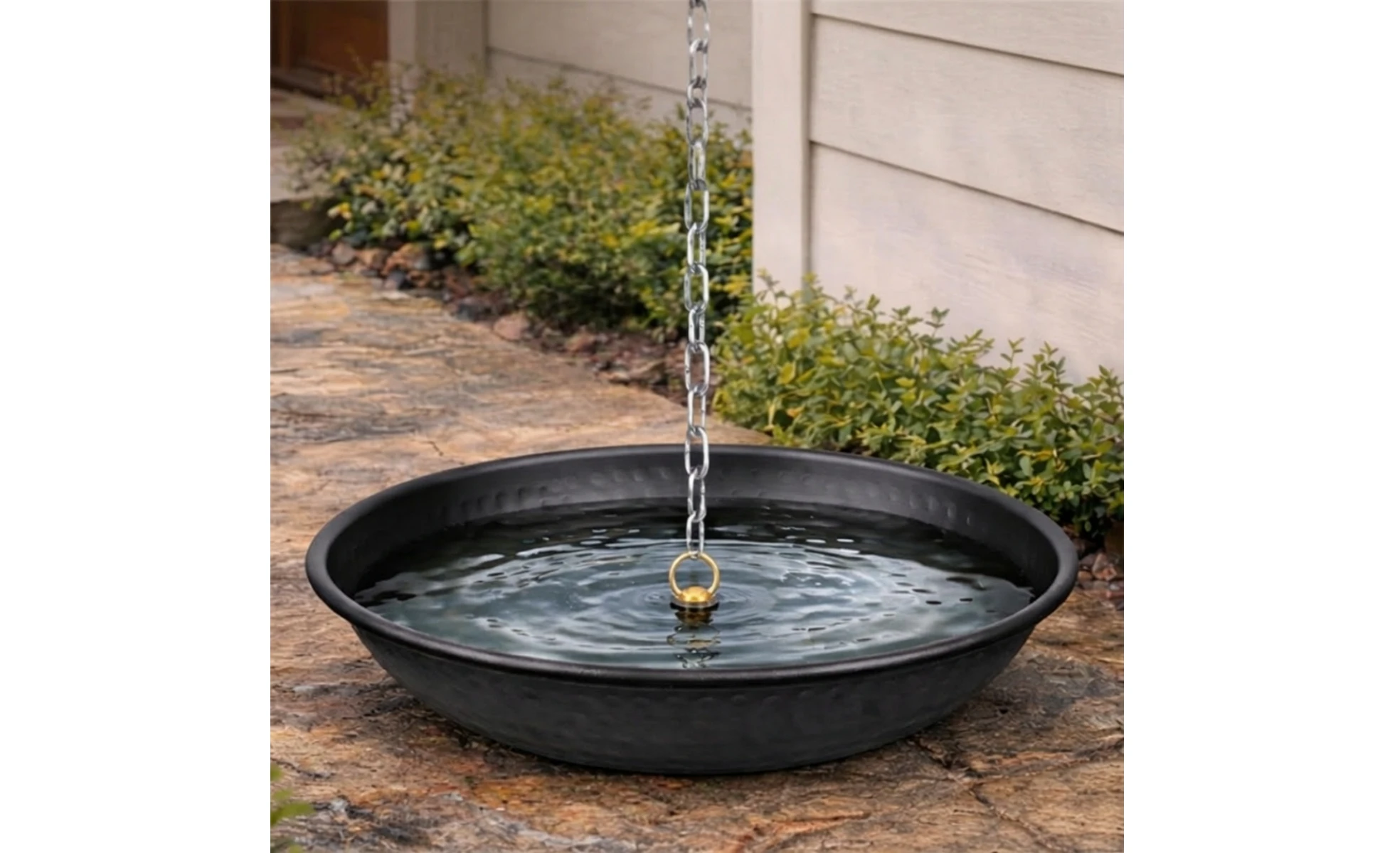 Rain Chain Basin Hand-Hammered Rain Chain Bowl Water Collection Base Weather-Resistant Heavy-Duty for Homeowners, Garden, Patio Rain Chain Basin Hand-Hammered Rain Chain Bowl Water Collection Base Weather-Resistant Heavy-Duty for Homeowners, Garden, Patio