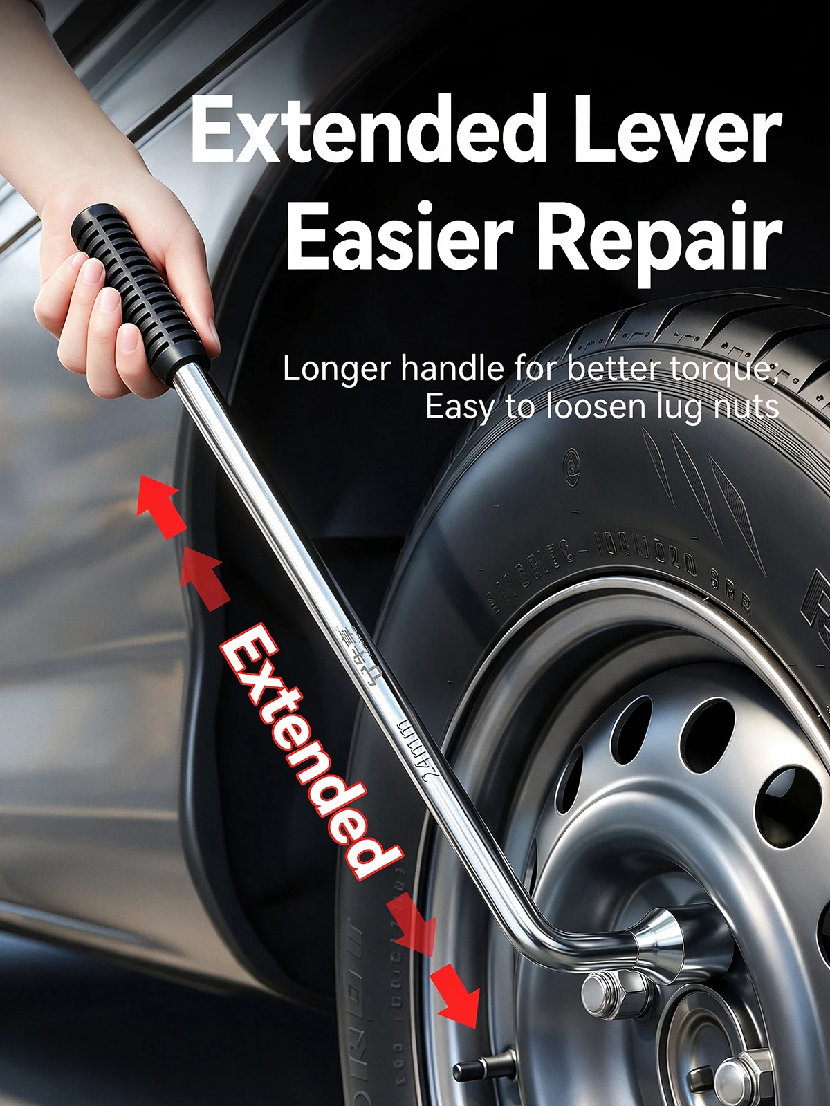 L Type Lug Wrench Extended Length Hexagonal Head 17 19 21 22 23 24mm Socket Car Spare Tire Repair Tool For Auto Motorcycle Wheel