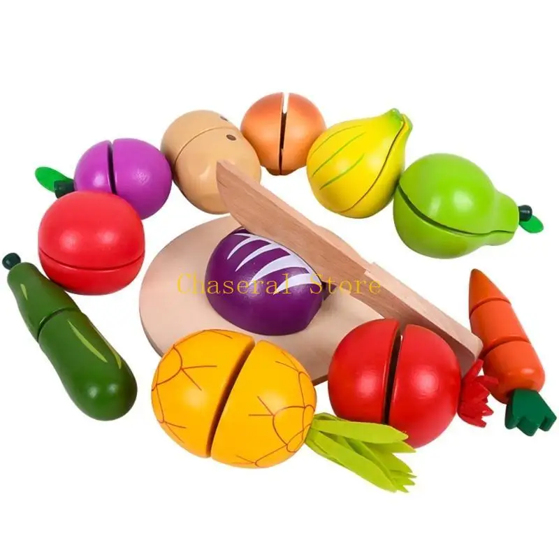 Corte verduras fruta madera E7CE Fingir para jugar Toy Simulation Kitchen Montessor