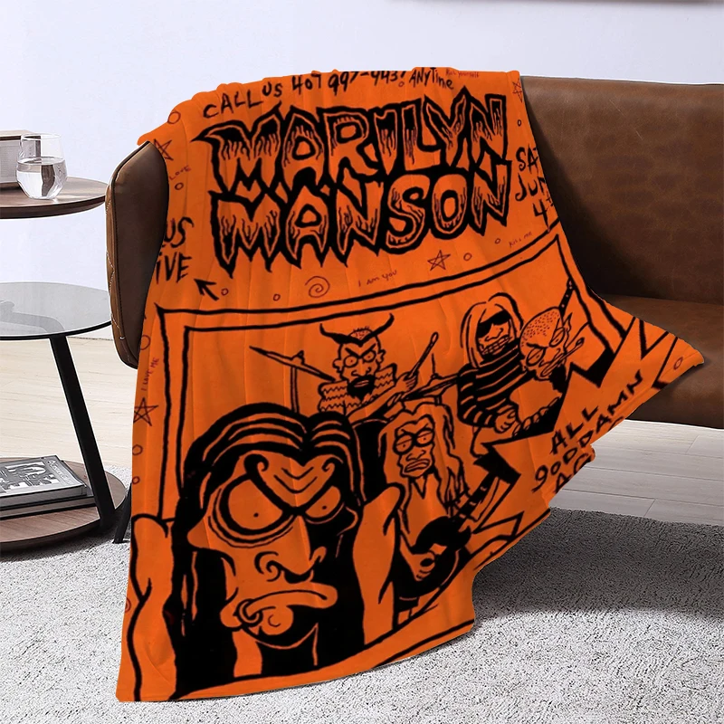 

American Rock Singer Marilyn Manson Blanket Furry Bed Blankets & Throws Winter Bedspread the Knee Sofa Warm Baby Bedspreads Home