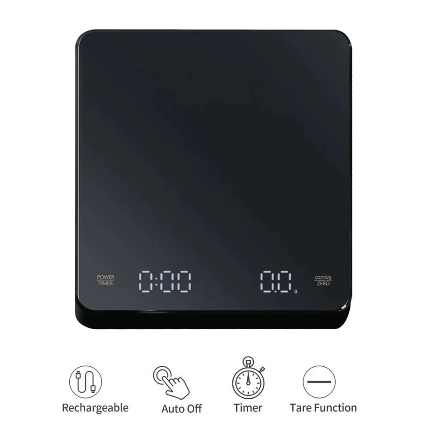 1pc Digital Scale with Timer LED  Espresso USB 3kg Max.Weighing 0.1g High Precision Measures in Oz/ml/g Kitchen Scale