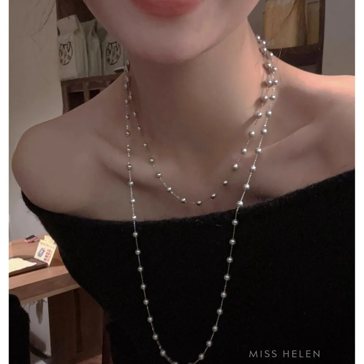 

Secret version Gypsy high-end crystal pearl necklace women's sweater chain long sand collarbone chain exquisite temperament