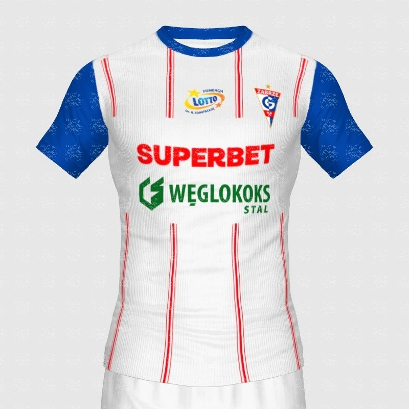 Gornik Zabrze Home Kit Concept Football Jersey Series Jersey Sports Style3D Digital للرجال والنساء والكبار والأطفال والآباء