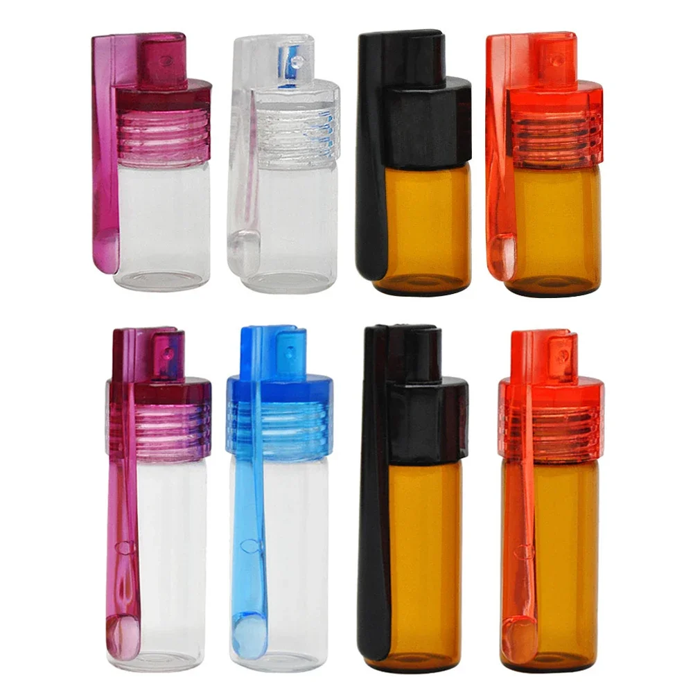 

36MM 51MM Glass Bottle Container Portable Box Storage Glass Jar Vial with Spoon Flip Case Randomly Cap Color