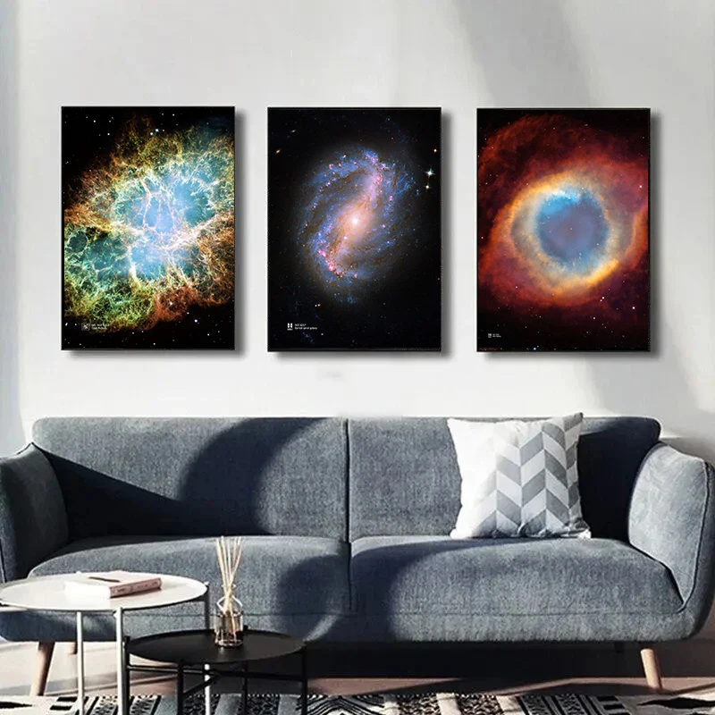 Hubble Space Telescope Poster Cosmic Particle Canvas Print Painting Universe Galaxy Nebula Picture for Living Room Home Decor