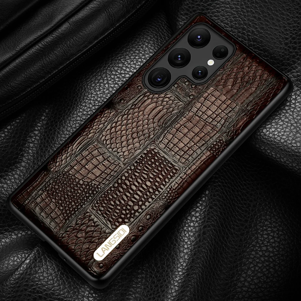 100% Genuine Leather Retro Phone Case For Samsung Galaxy S23 S24 Ultra S24 Plus S24Plus S24Ultra Luxury Back Cover