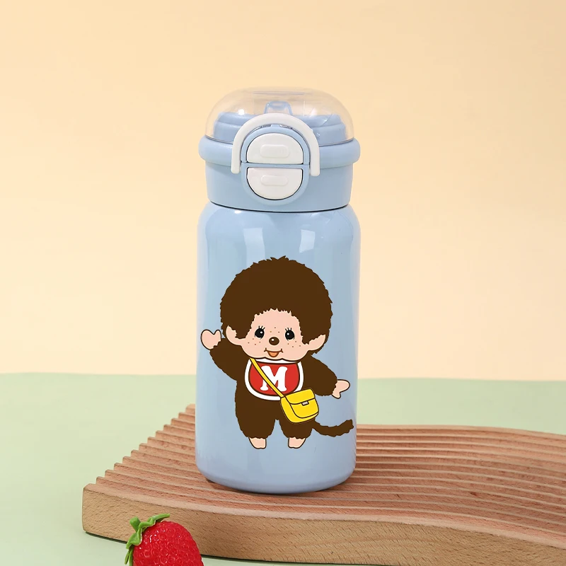 Cute Monchhichi Thermos Cup Girl School Water Bottle with Straw Women Office Coffee Mug Kids Winter Outdoor Kettle Children Gift view 2