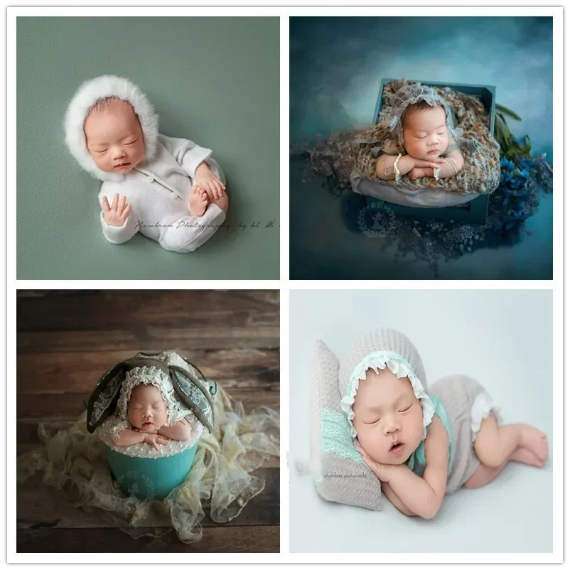 Newborn Photography Props Baby Clothing Hat Pillow Jumpsuit Lace Cotton One-piece Dress Spring and Autumn Suit