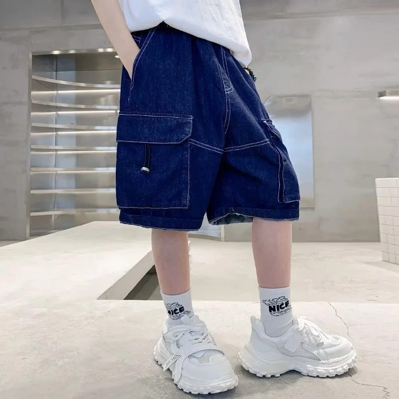 

Новые джинсовые шорты-карго для мальчиков 2026 года: летние, повседневные, модные, стильные, детские, 5-дюймовые шорты