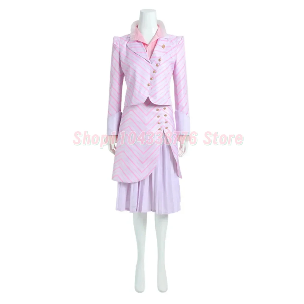Movie Wicked Cosplay Costume Full Sets Pink Coat Skirt Uniform for Women Halloween Carnival Party Performance Clothes Roleplay