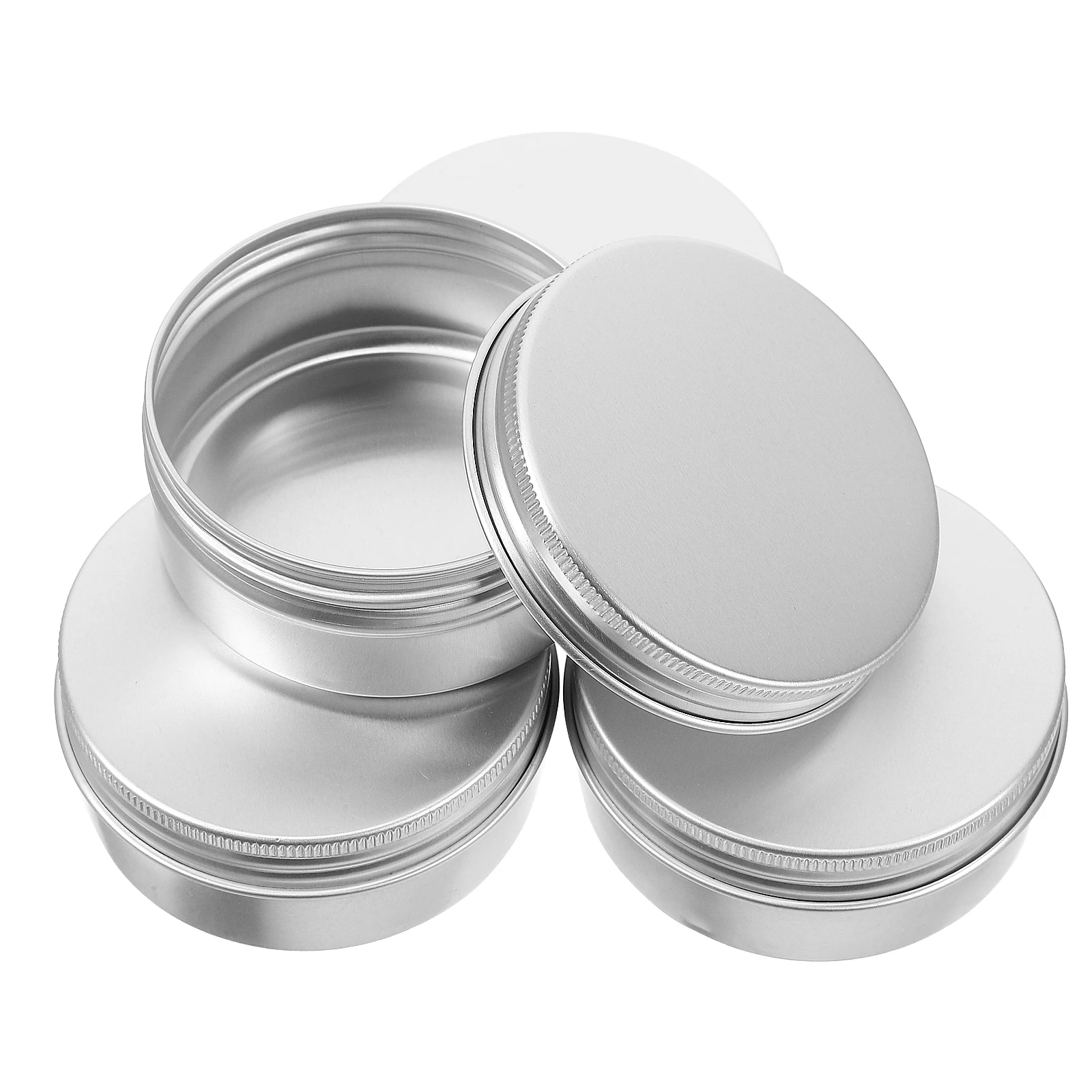 

4pcs Round Aluminum Soap Paste Containers with Lids Empty Tin Set for Wedding Party Craft Supplies Storage Mini Box