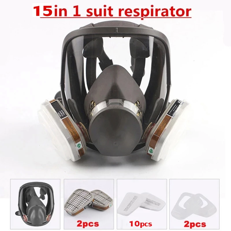 

15/17/25/27 In 1 6800 Industrial Paint Respirator Gas Mask 2 In 1 Set Safe Working Filter Dust Full Face Mask Silicone Mask