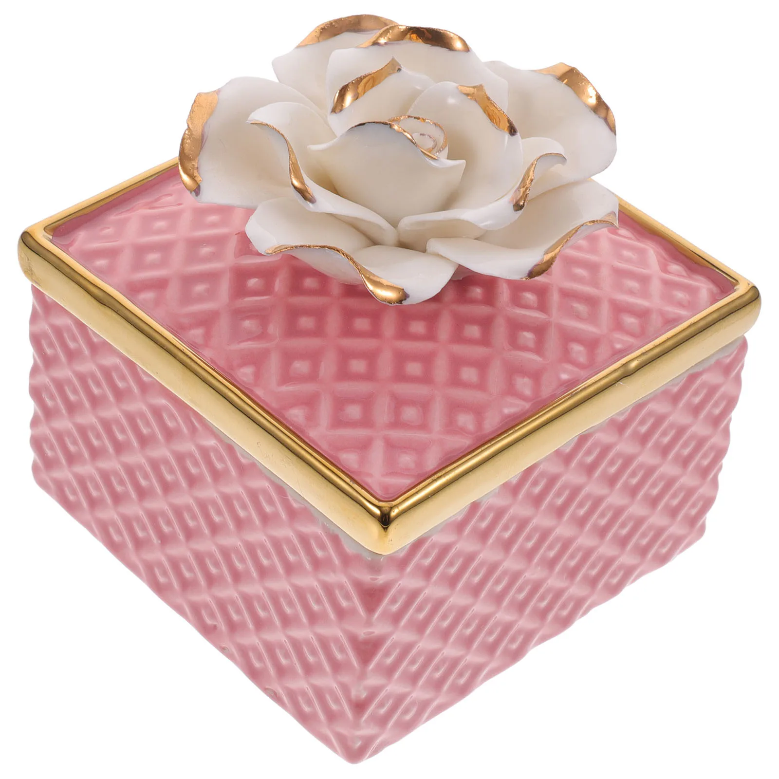 

Flower Ceramic Jewelry Storage Jar Decorative Box Desktop Organizer Necklace Ring Earring Holder Small Jewelry Case Gift