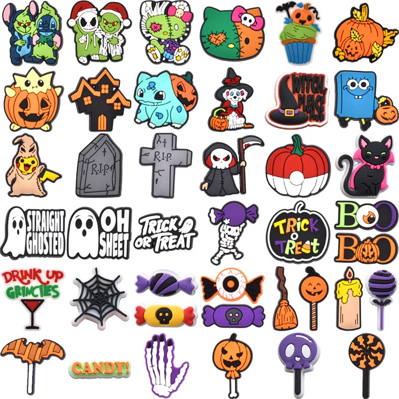 halloween pumpkin ghost PVC shoe Charms Buckle combination Fit Wristbands accessories Decoration Bands gift unisex party
