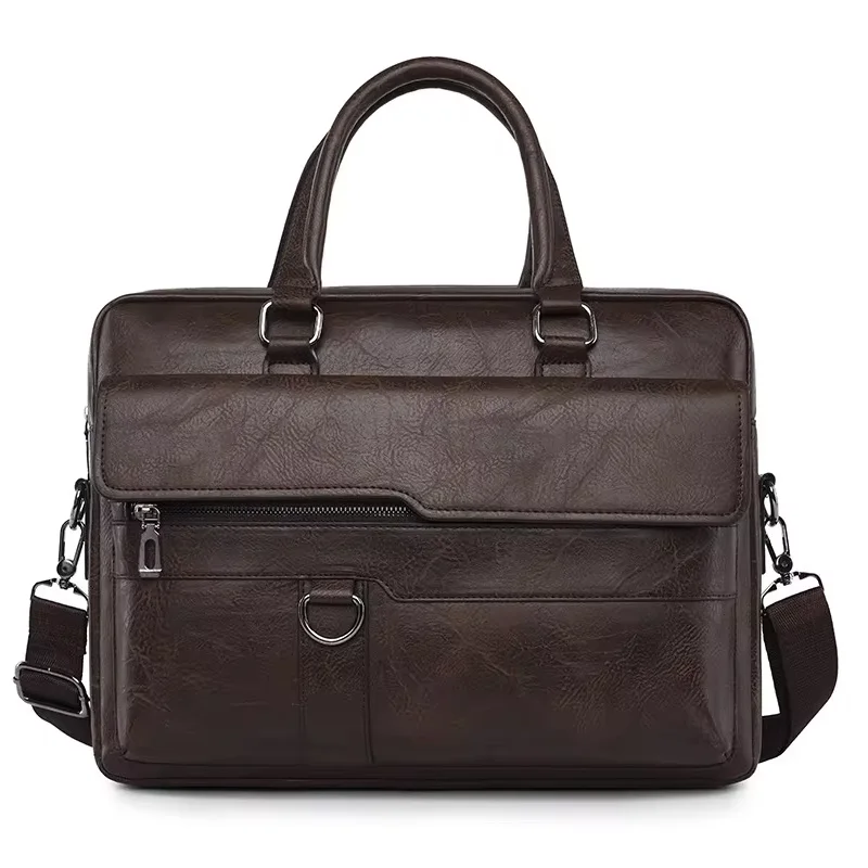 Men\'s Business Briefcase High Quality PU Leather Office Laptop Handbag 14 Inch Shoulder Bag Male Brand Tote For A4 File XA355C