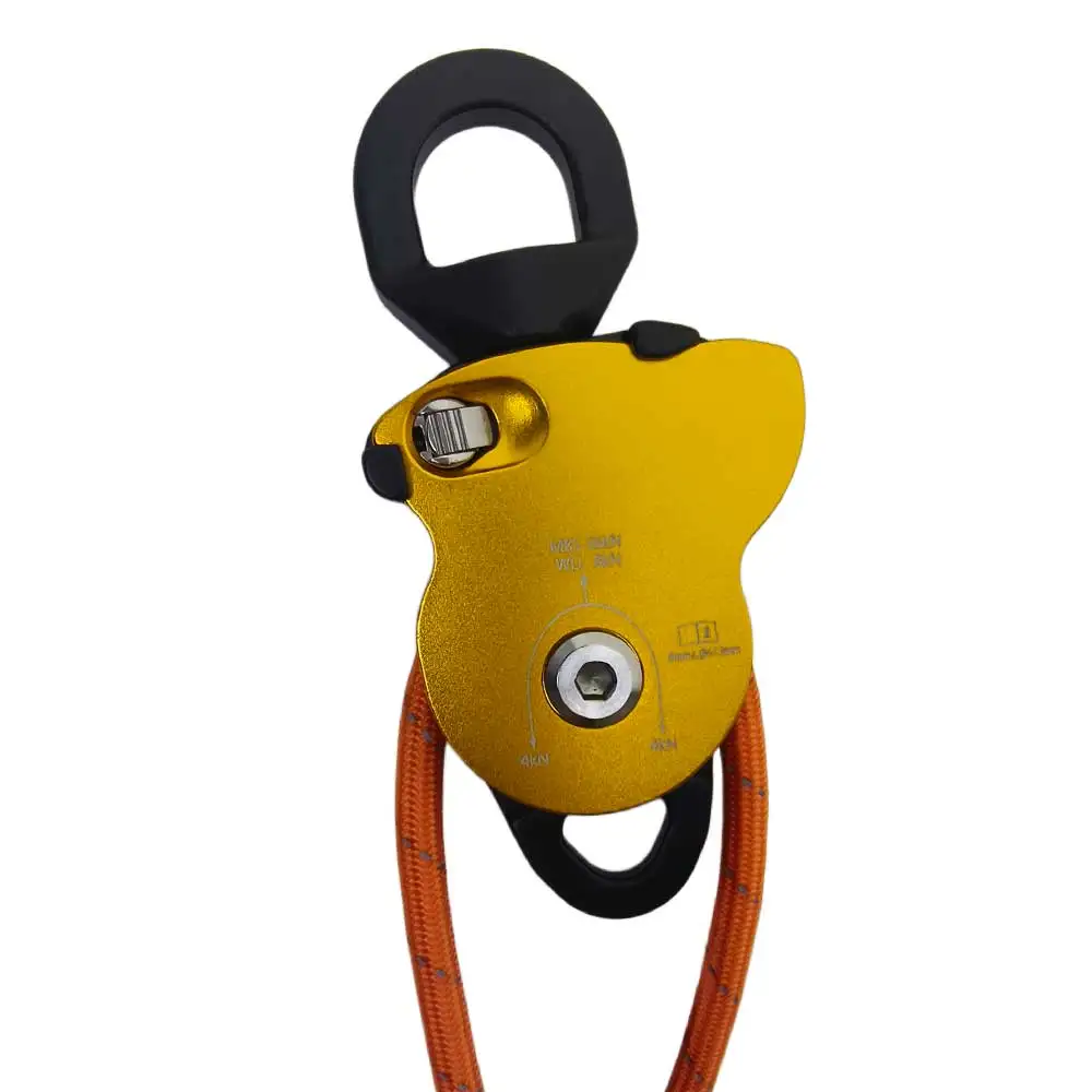 8KN Rotating Pulley with Lockable One-Way Brake 360 Swivel Directional Pulley for Rock Climbing Caving Rescue High Altitude Work