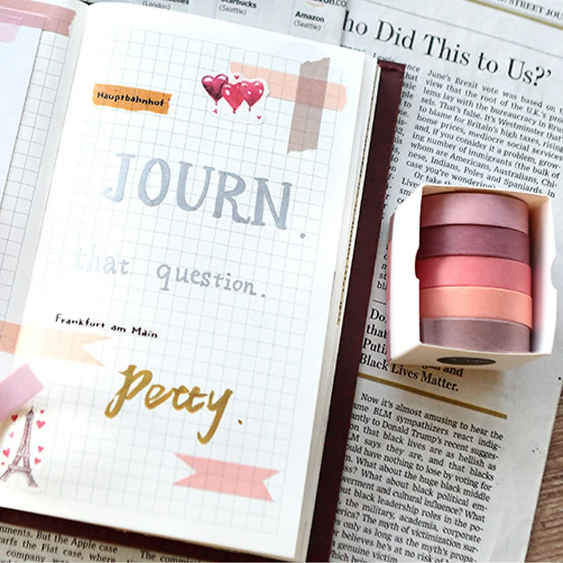 5 قطعة مجموعة الشريط اشي الرجعية القرطاسية سجل القصاصات الزخرفية 10 مللي متر x 5 متر شريطٌ لاصق مجلة لوازم #5