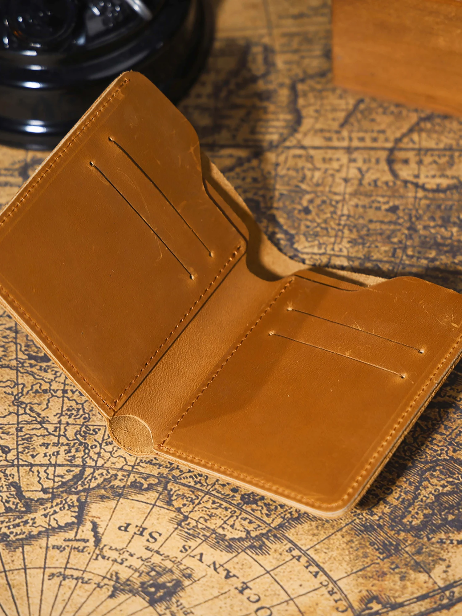S.WORKER Vintage Kurze Geldbörse aus Vollnarbenleder für Herren, Taschenbrieftasche, Kartenhalter, Bargeldtasche – Detail 13