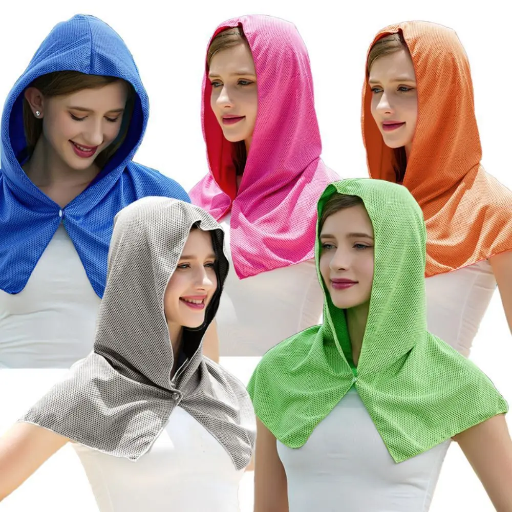 Breathable Cooling Towel Neck Protection UPF50+ U-shaped Hoodie Beach Ice Silk Quick Drying Beach Towel for Summer