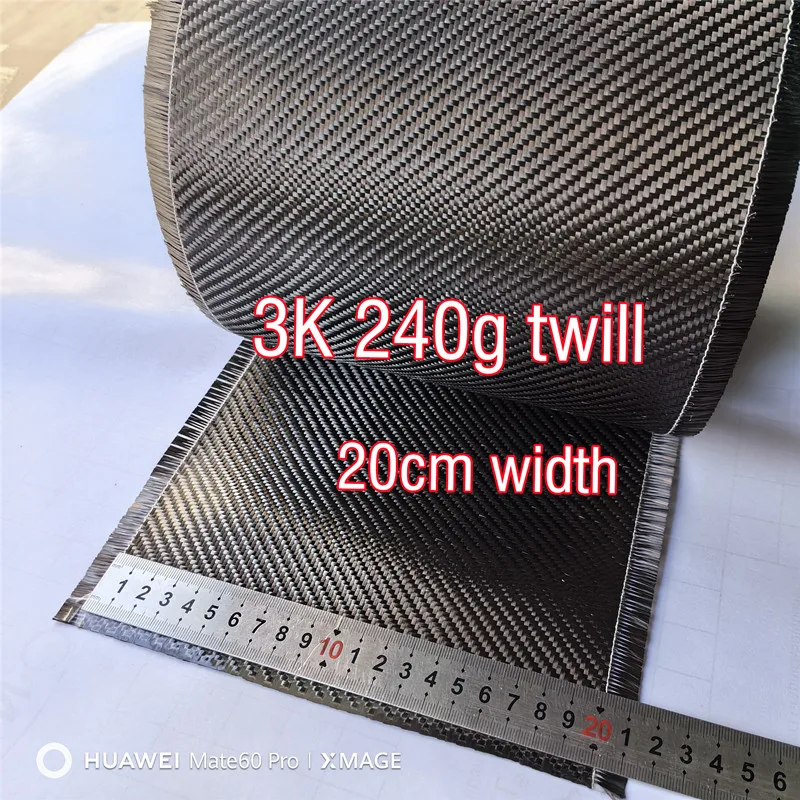 Tkanina z prawdziwego włókna węglowego T300 3K 200g 240g skośne sploty o prostym splocie o szerokości 20 cm/8 cali