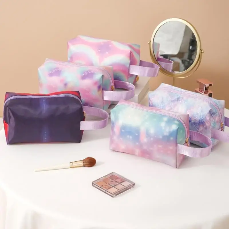 Gradient Cosmetic Bag With/without Handle, Waterproof Makeup Pouch, Portable Travel Toiletry Organizer For Women